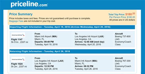 priceline itinerary.